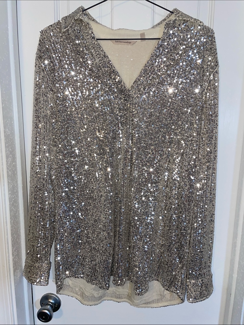 Soft Surroundings All That Glimmers Sequin Knit Tunic M